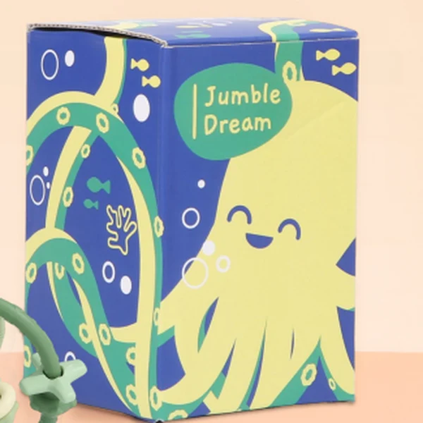 Jumble Jiggle baby teether in its gift-ready Jumble Dream box