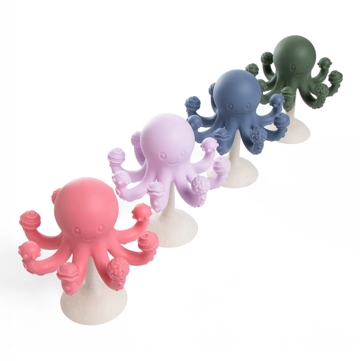 Diagonal view of the Jumble Waggle showing the suction cup base and tentacle textures
